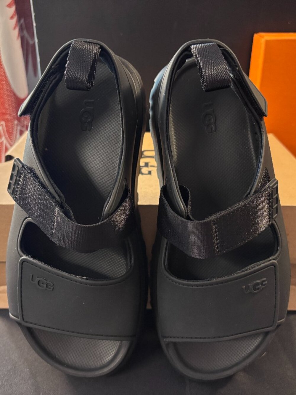 UGG with box! Black Goldenstar sandals in Youth size 4